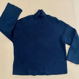 Modern Citizen Ribbed Navy Blue Mock Turtleneck Thick Sweater Women’s Size Med